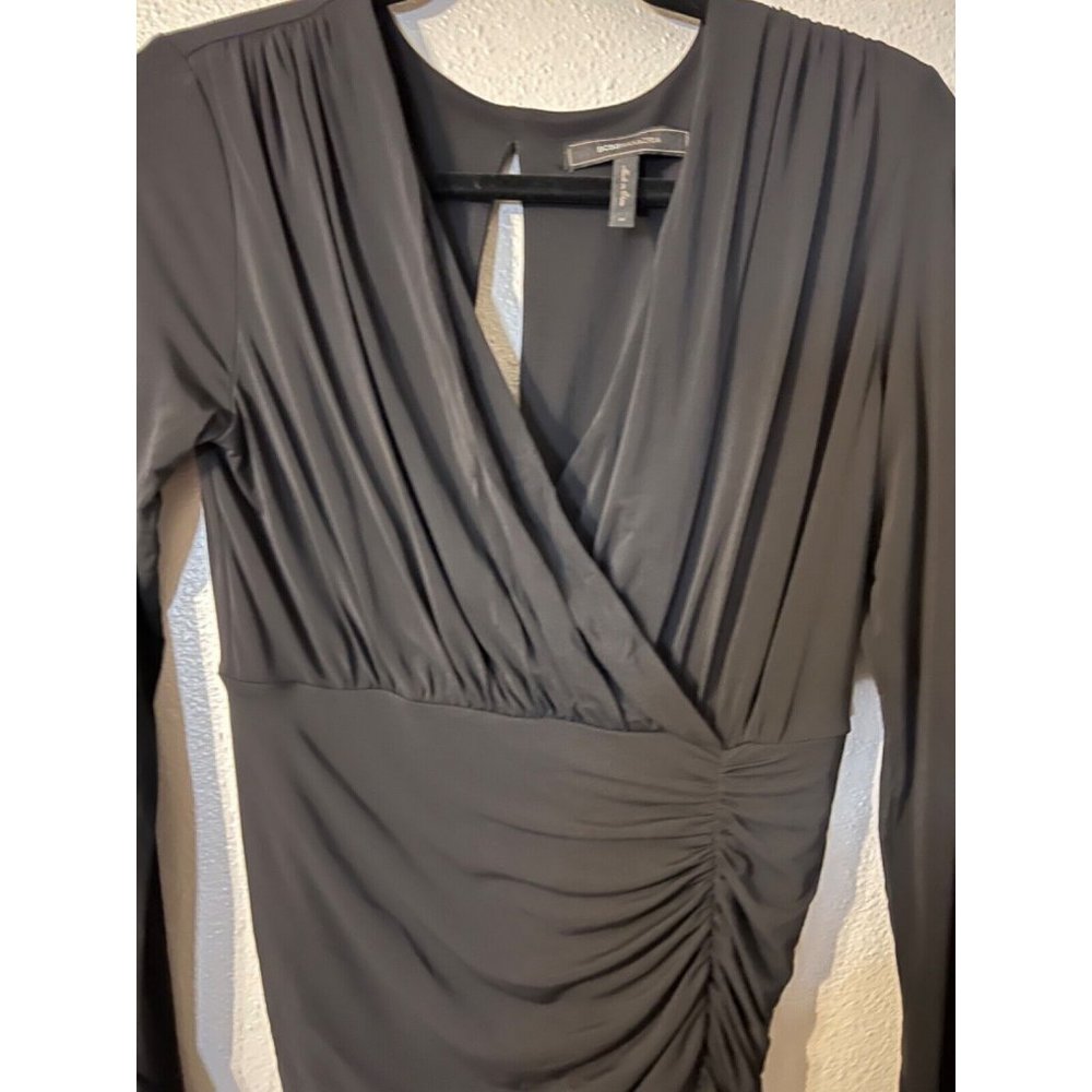 BCBGMAXAZRIA Dalton Dress M Medium Black Open Back Stretch Long Sleeve - Picture 5 of 9